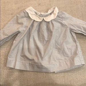 Jacadi shirt - 6M- navy polka dots